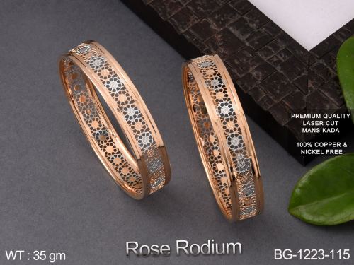 Floral Bangle Set in Rose Finish