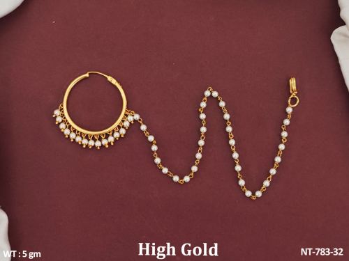 Antique Jewellery High Gold Polish Clusterpearls Antique Nath