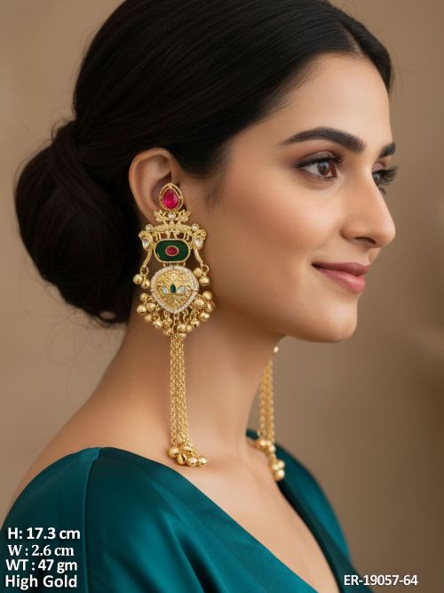 Stone-Studded Peacock Earrings