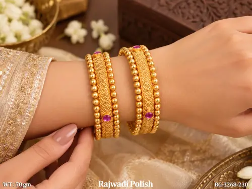 Traditional Stone-Studded Bangles in Rajwadi Finish Set of 2