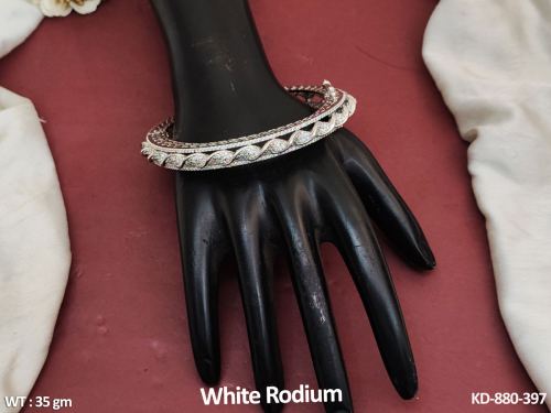 White Finish CZ Kada for Women