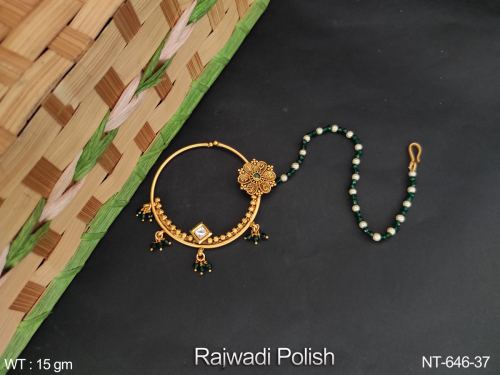 Pearl South Indian Nath in Green, photo 2 of 4