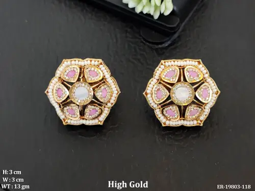 Antique Stud Earrings with Pearls