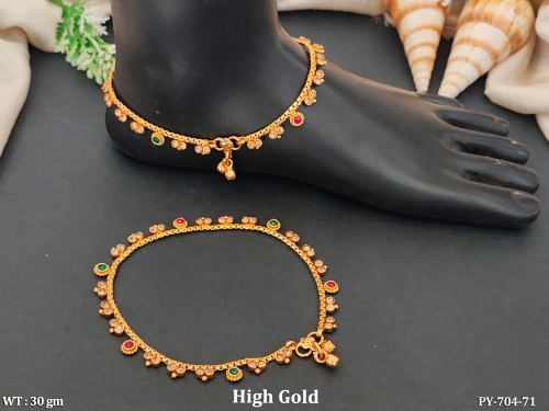 Ethnic Antique Finish Payal with Stone Detailing