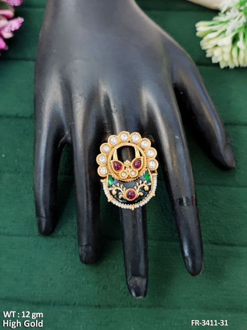 Designer High Gold Full Stone Fancy Finger Rings   