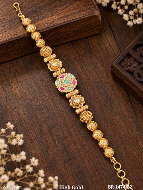Classic Party Wear Bracelet for Women in Mint Green Ruby, photo 4 of 4