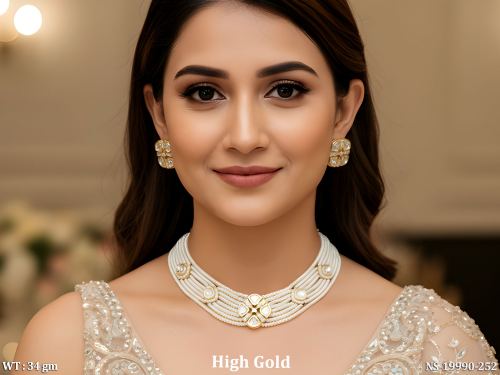Short Ethnic Necklace Set with Pearls