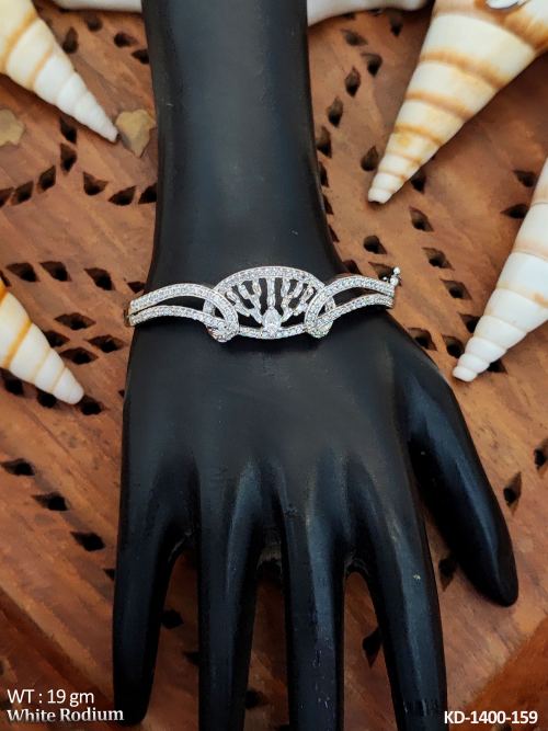 Design White Rodium Polish Full Stone Kada  