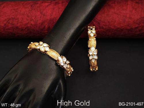 Party Wear Kundan Bangle Set for Women