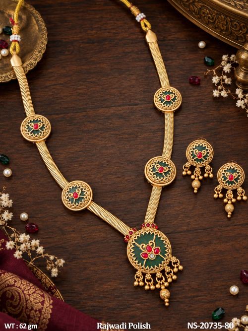 Long Stone-Studded Jewellery Set for Women in Green, photo 4 of 5