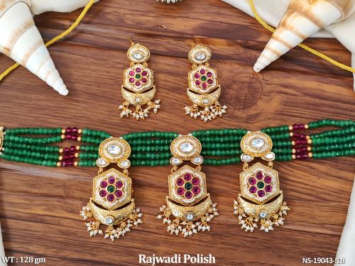 Pearl Necklace Set in Rajwadi Finish