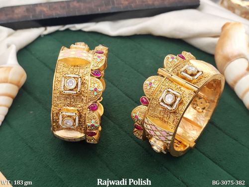 Kundan Stone-Studded Bangles in Rajwadi Finish Set of 2