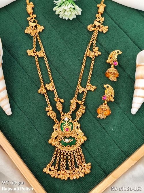 Green Heritage Necklace Set with Stone Work, photo 2 of 3