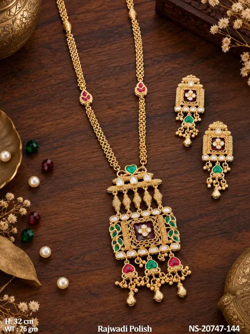 Rajwadi Finish Necklace Set with Earrings for Women
