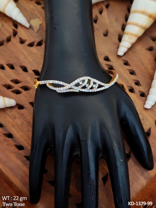 Beautiful Full Stone Two Tone Polish Fancy Style Kada  