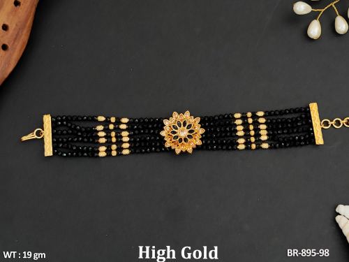 Graceful Stone-Studded Bracelet for Women in Black, photo 2 of 8