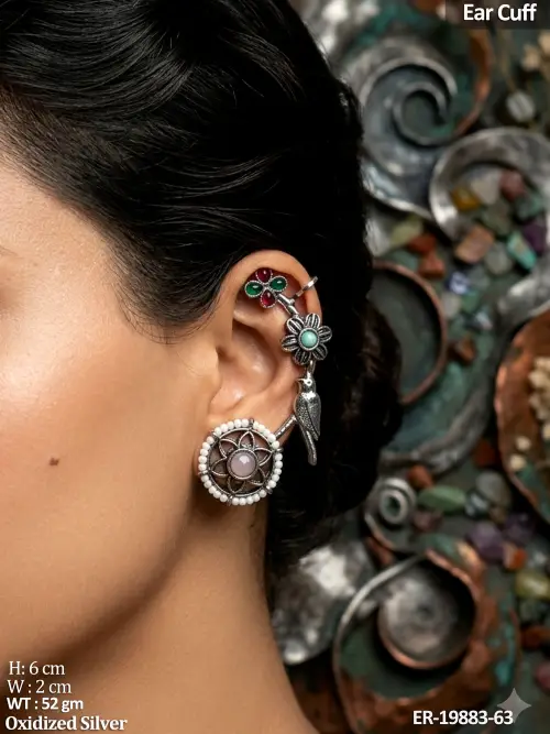 Floral Bird Ear Cuff Earrings Set of 3