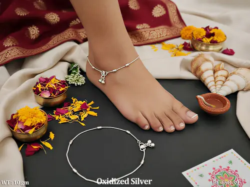 Traditional Oxidized Finish Elegant Anklet for Women 