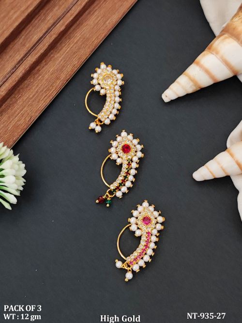 Designer Traditional Maharashtrian Nose Ring Set for Women