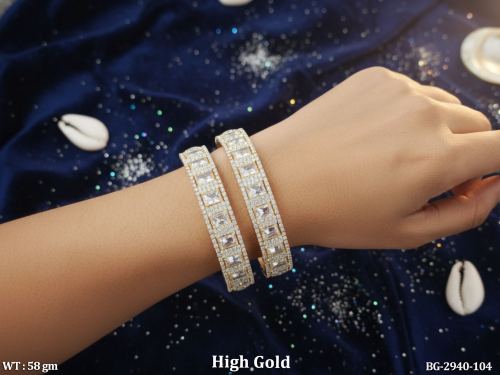 Square Stone-Studded Bangle Set for Women