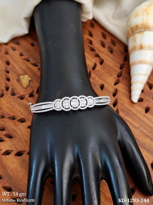 Party Wear White Finish Kada Bracelet for Women