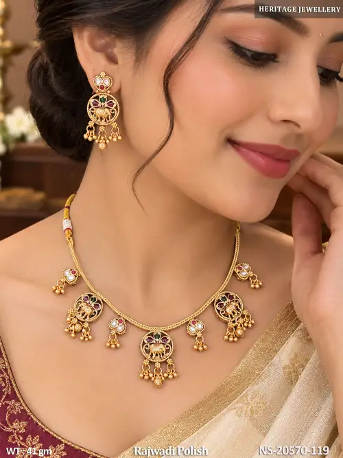 Traditional Elephant Design Kundan Necklace Set
