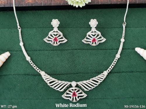 Stone-Studded Statement Necklace Set for Women in Ruby, photo 2 of 3