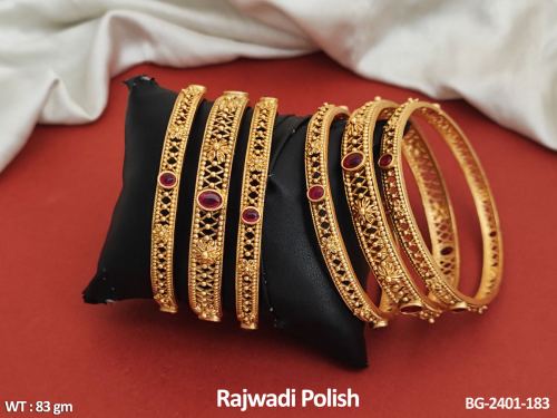 Antique Bangles in Rajwadi Finish Set of 6