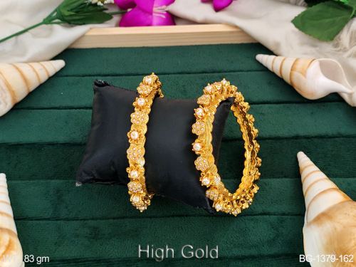 Antique Floral Bangles with Pearls Set of 2