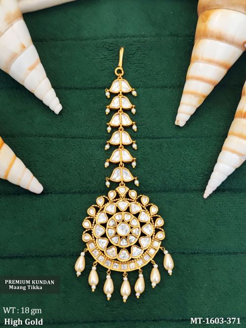 Beautiful Designer High Gold Polish Maang Tikka   