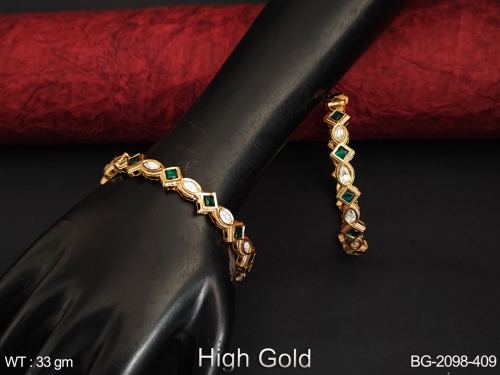 Classic Party Wear Kundan Bangles for Women Set of 2