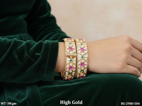 Kundan Bangle Set with Stone Work