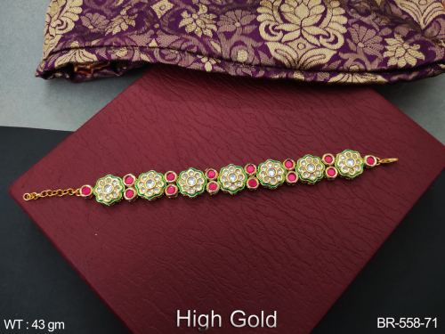 Classic Party Wear Kundan Bracelet in Ruby, photo 3 of 11