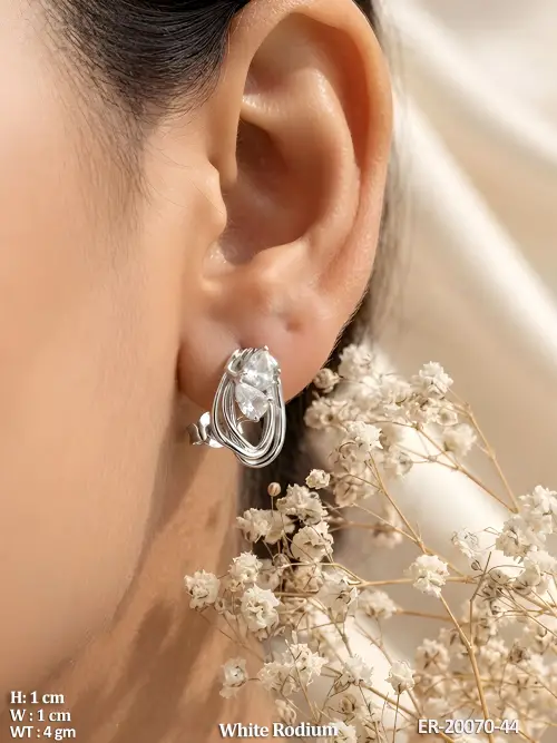 Premium Crystal Cluster Rhodium Earrings