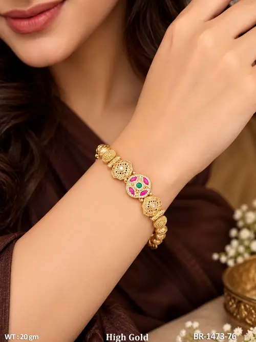 Classic Antique Stone-Studded Bracelet
