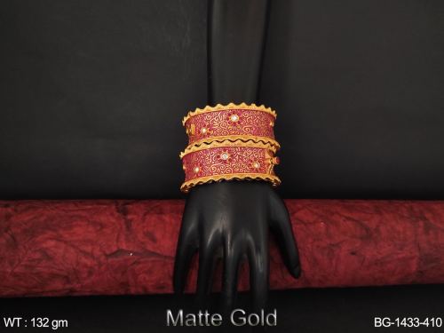 Floral Bangles in Matte Finish in Rani / 2 X 8, photo 4 of 4
