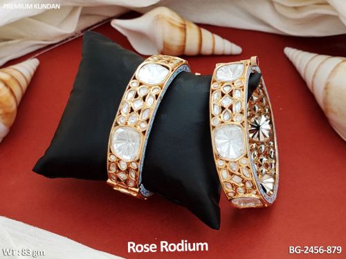 Kundan Bangles in Rose Finish for Women Set of 2