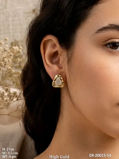 White Stud Earrings with Stone Work