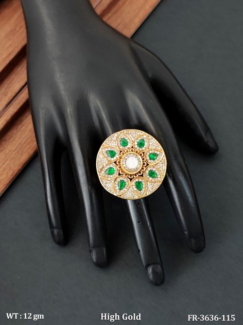 Fancy High Gold Adjustable Statement Finger Ring