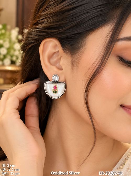Traditional Oxidized Silver Earrings 2 Pack
