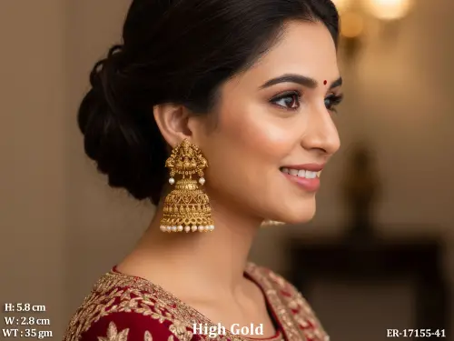 Lakshmi Stone-Studded Jhumka Earrings for Women