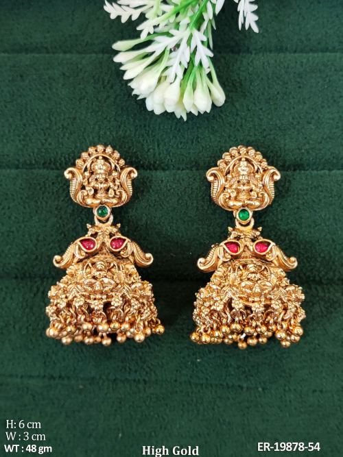 Stone-Studded South Indian Jhumka Earrings for Women, photo 2 of 3