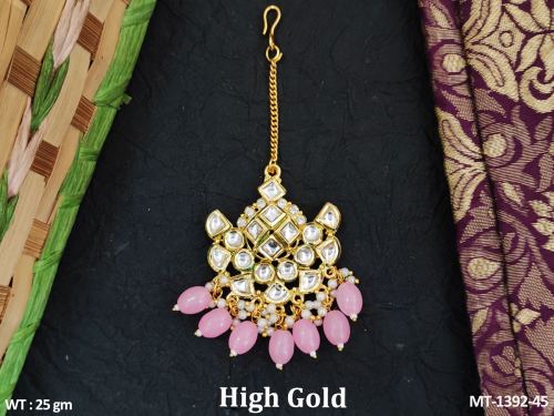 Classic Party Wear Kundan Maang Tikka with Stone Work