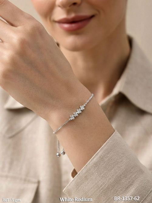 American Diamond White Rodium Polish Fancy Bracelets
