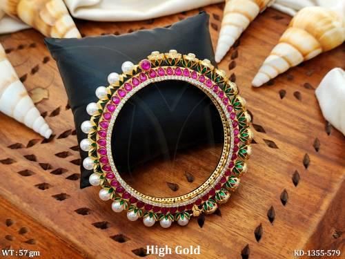 Designer High Gold Polish Party Wear Kada   