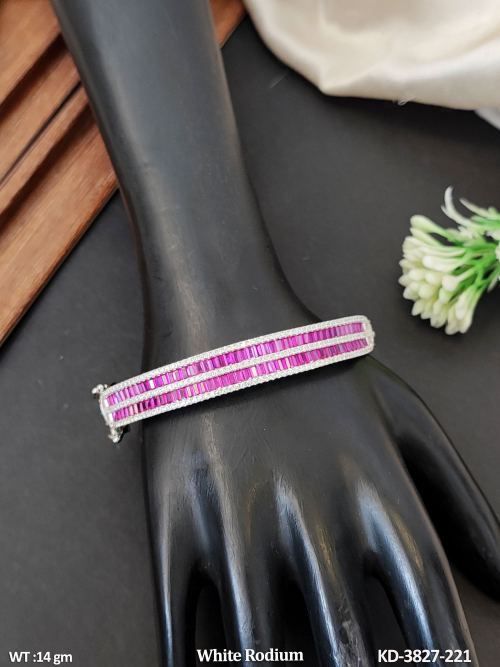 Classic Party Wear White Finish Kada for Women in Ruby, photo 2 of 3