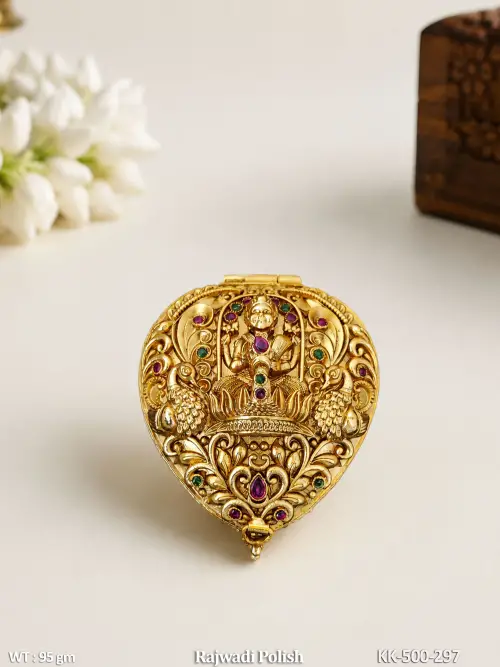 Elegant Antique Gold Temple Art Sindoor Box