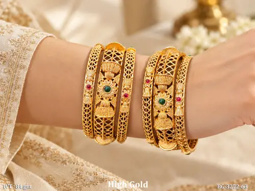Classic Stone-Studded Antique Bangles for Women Set of 6