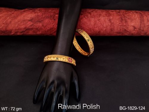 Party Wear South Indian Bangles in Rajwadi Finish for Women Set of 2
