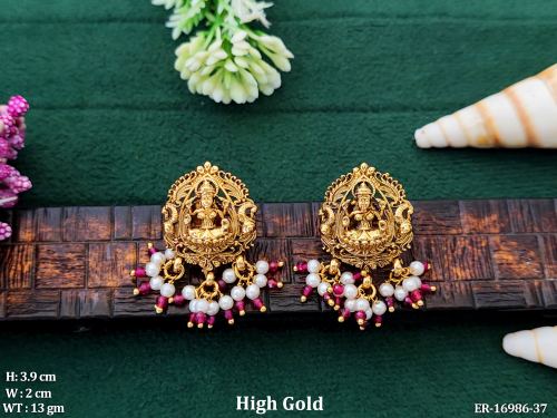 Stone-Studded Temple Earrings for Women